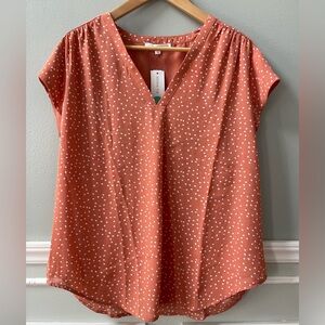 Fun2Fun Lillian V Neck Blouse, Coral, Women’s Size XL, NWT, Stitch Fix